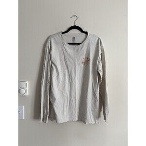 Billabong Mens Large Preium Tee Long Sleeve Ivory Beige Surf‎ Grunge